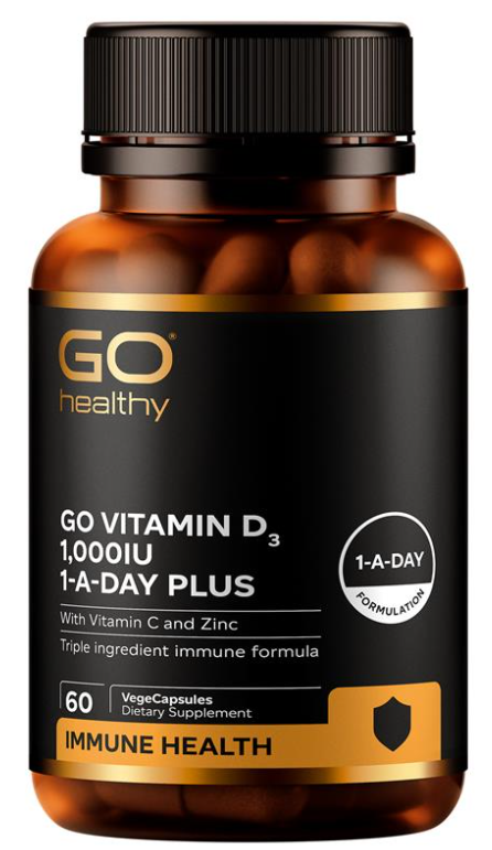 GO Vit D3 1000IU+ Vit C & Zinc 60vcaps